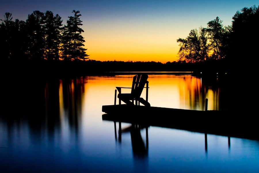 Peaceful lake at golden hour